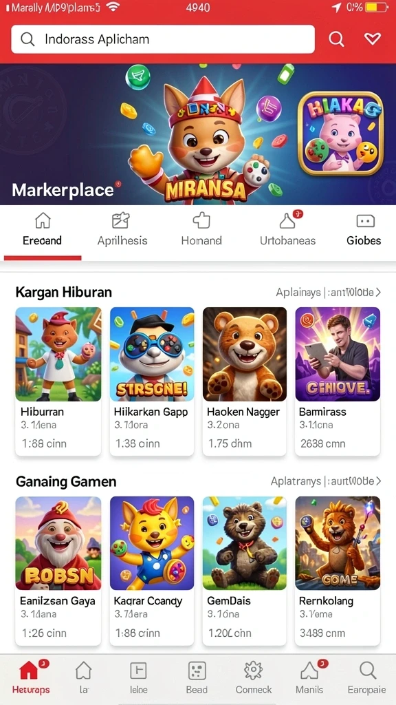 Tampilan layar awal yang memikat dan mudah dinavigasi.